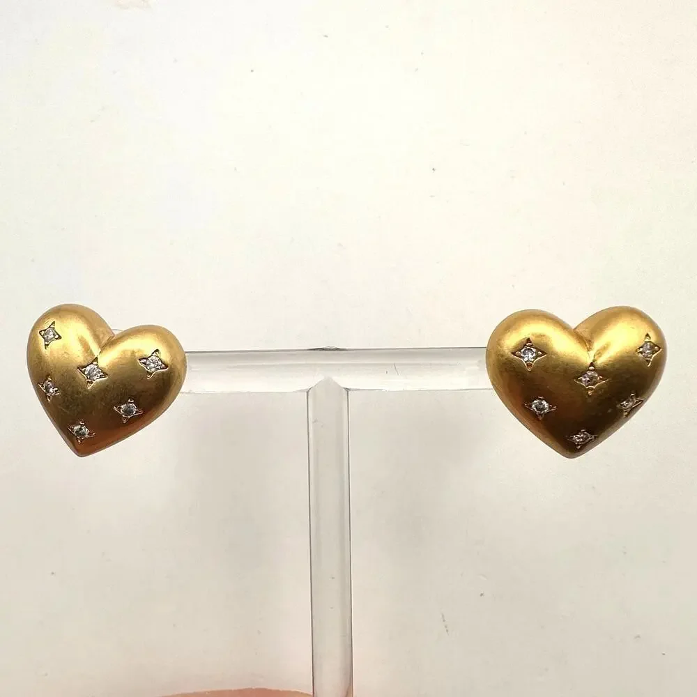Kate Spade MY PRECIOUS HEART Earring Gold Plated CZ Stud Designer Jewelry